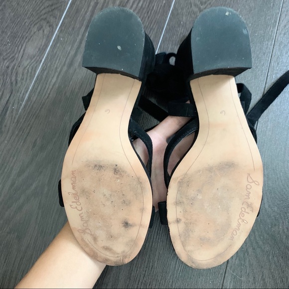 SAM EDELMAN Sheri Sandal Black Suede Wrap Tie - Picture 8 of 9